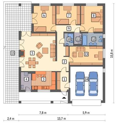 RZUT PARTERU POW. 125,5 m²